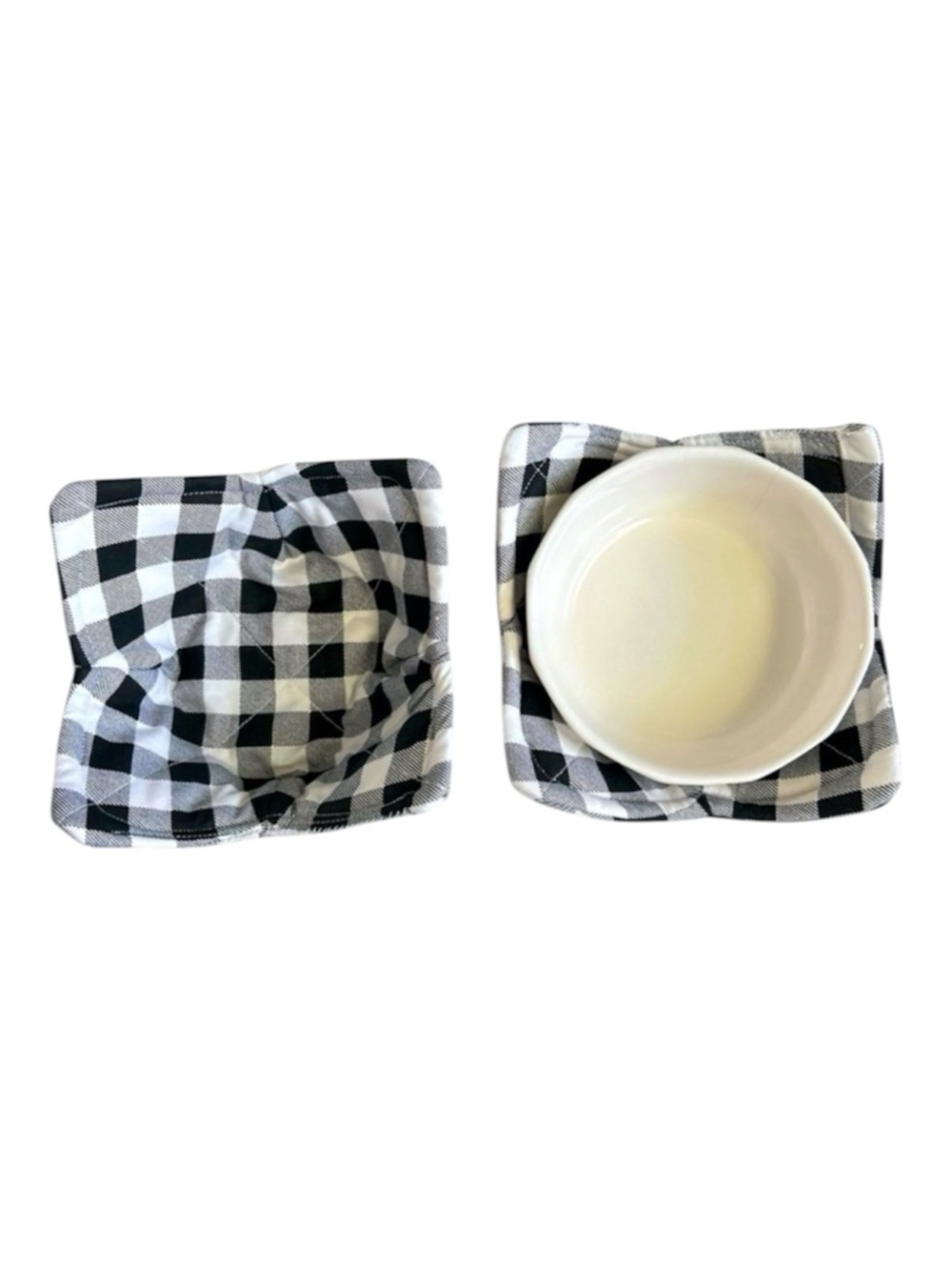 Hand Crafted Black Buffalo Plaid Fabric 100% Cotton Microwave Bowl Cozies